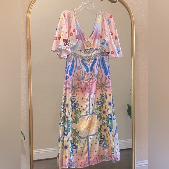 Oceanus Camille Satin Midi Dress Size XXL - Picture 6 of 16